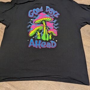 Kids Black Graphic Tee - 'Good Dayz Ahead' Neon Mushroom Print